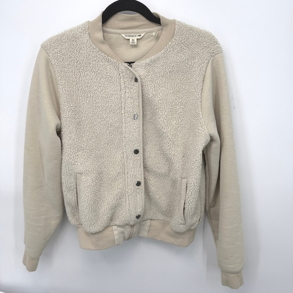 Toad&Co Allie Fleece Jacket Womens M Cream Sherpa Bomber‎ Minimalist Cozy